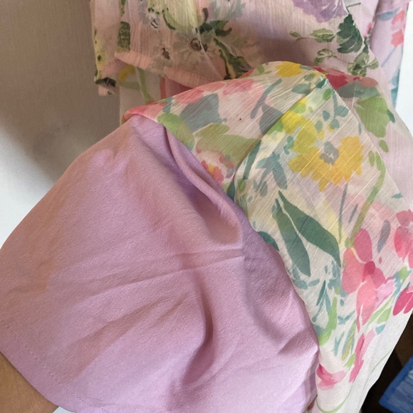 Strapless lavender floral print jumpsuit sz 10 - Picture 6 of 9